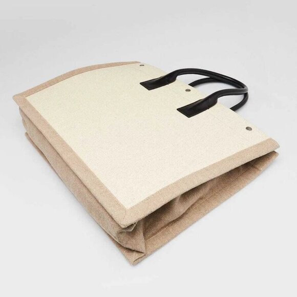 Yves Saint Laurent Natural Linen And Leather Rive Gauche Tote Bag - Picture 3 of 9